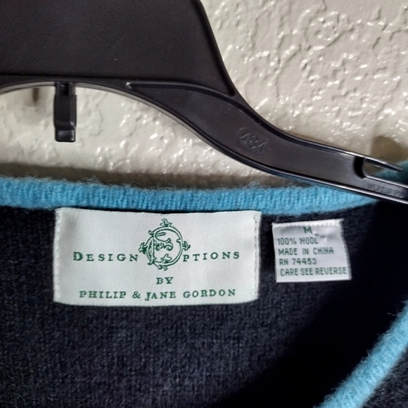 Design Options by Philip and Jane Gordon wool pom pom full zip cardigan sz M - Picture 5 of 9